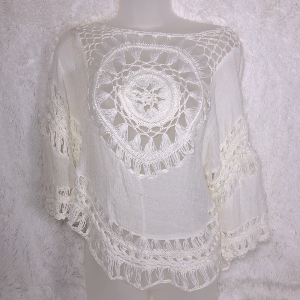 white off shoulder crochet top